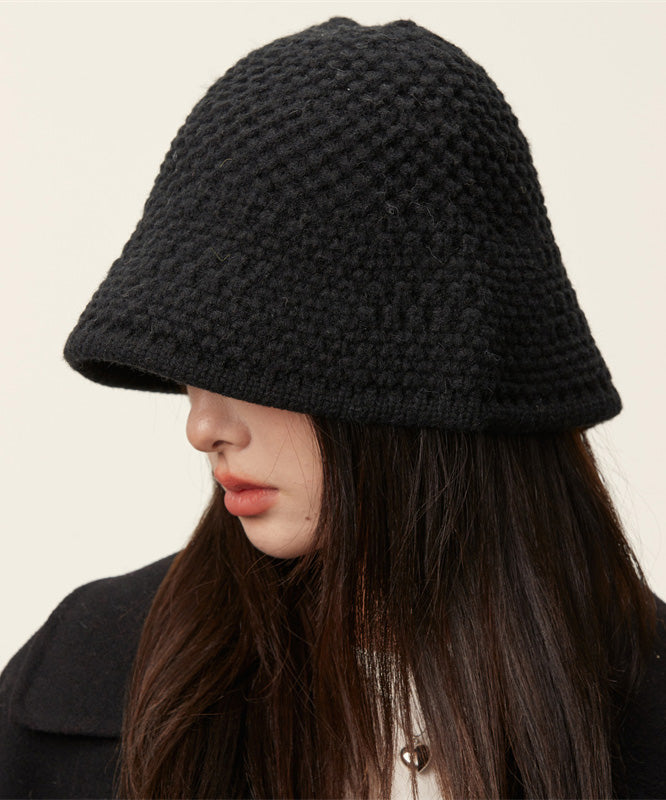 Classy Black Thick Warm Solid Knit Bonnie Hat LY534