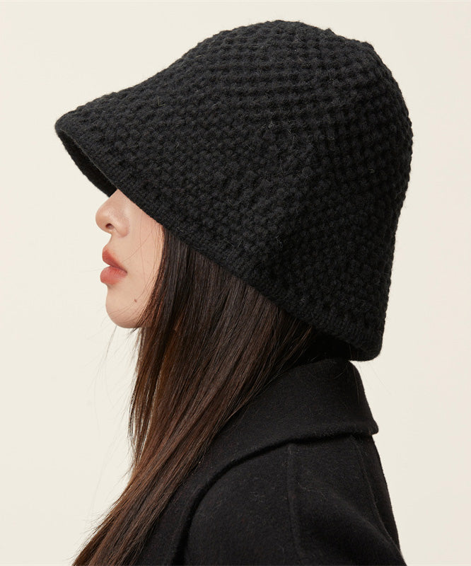 Classy Black Thick Warm Solid Knit Bonnie Hat LY534 - fabuloryshop