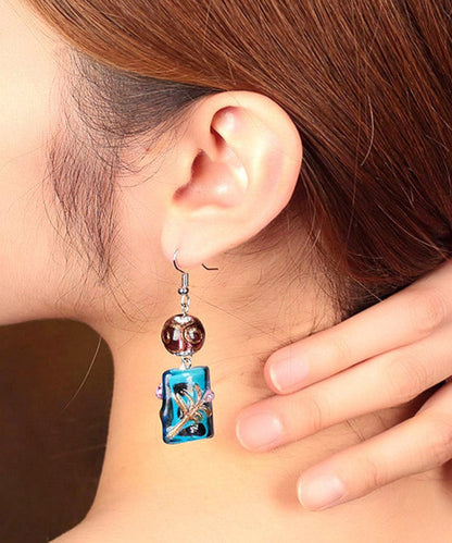 Classy Blue Coloured Glaze Drop Earrings LY2279 - fabuloryshop