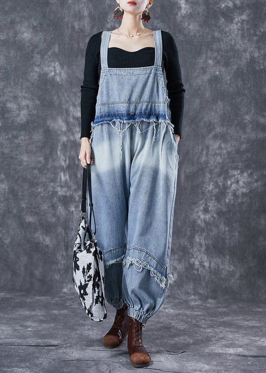Classy Blue Oversized Patchwork Denim Jumpsuit Summer LY6716 - fabuloryshop