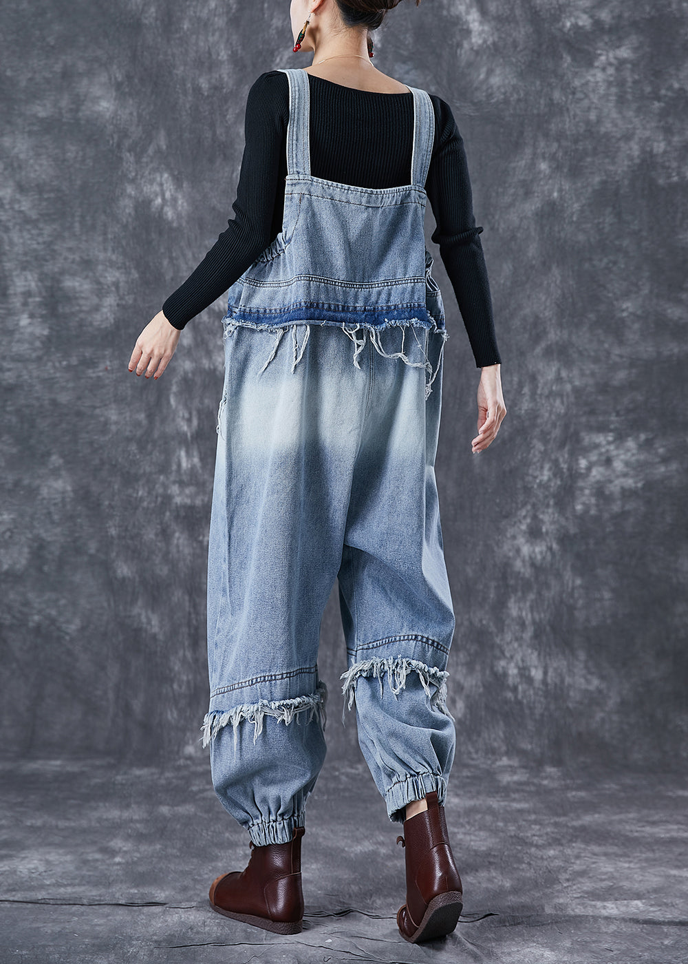 Classy Blue Oversized Patchwork Denim Jumpsuit Summer LY6716 - fabuloryshop