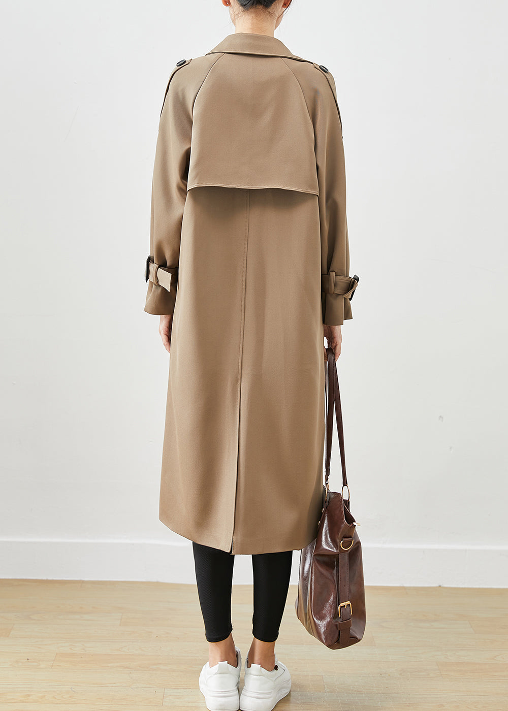 Classy Coffee Double Breast Pockets Cotton Trench Fall Ada Fashion