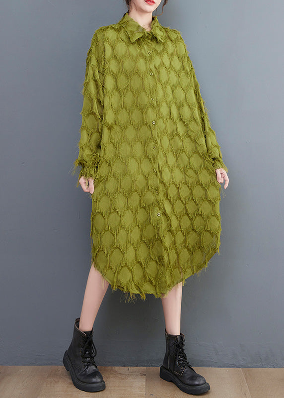 Classy Green Asymmetrical Patchwork Maxi Shirts Dresses Spring LY0647 - fabuloryshop