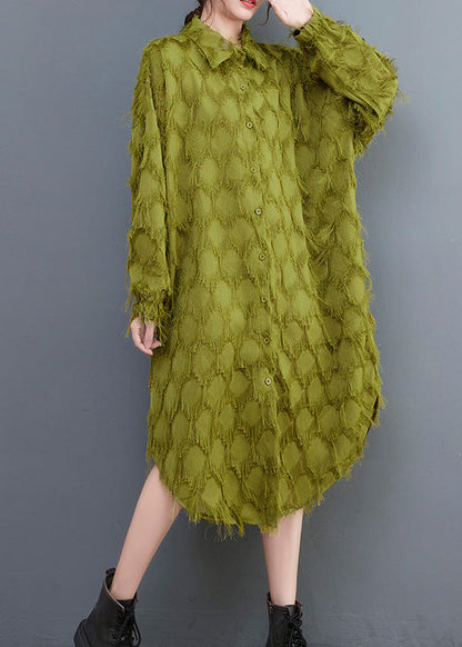 Classy Green Asymmetrical Patchwork Maxi Shirts Dresses Spring LY0647 - fabuloryshop