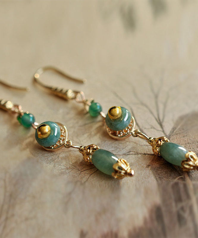 Classy Green Jadeite Jade Drop Earrings TW1027 - fabuloryshop