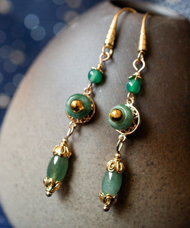 Classy Green Jadeite Jade Drop Earrings TW1027 - fabuloryshop
