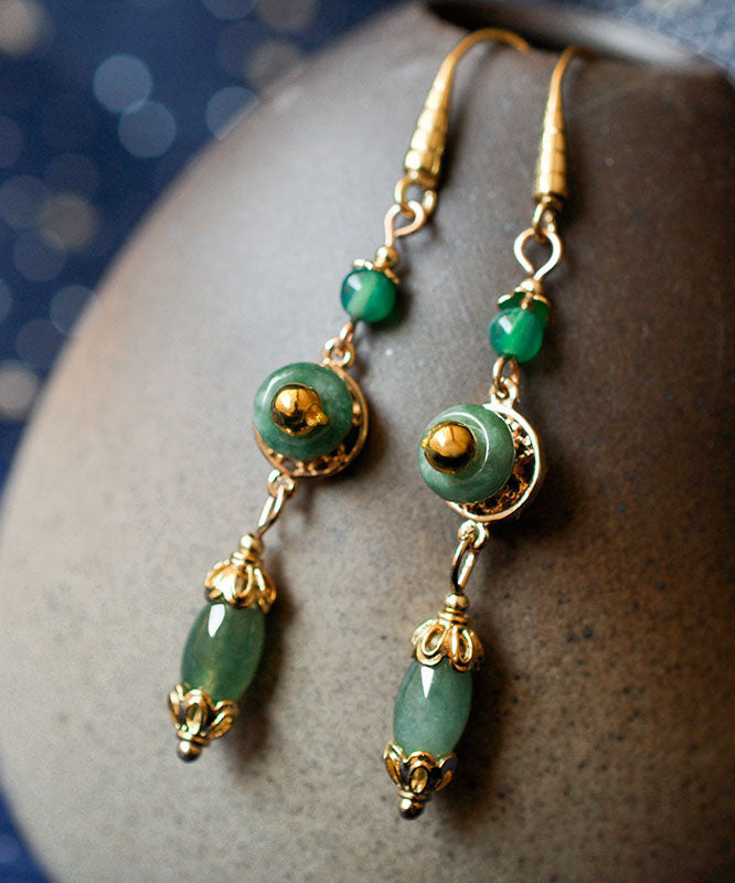 Classy Green Jadeite Jade Drop Earrings Ada Fashion