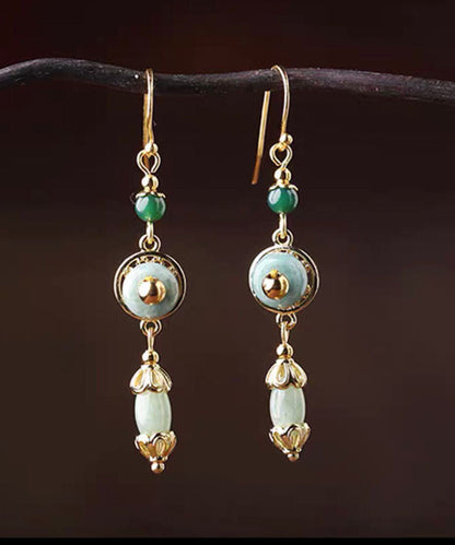 Classy Green Jadeite Jade Drop Earrings TW1027 - fabuloryshop