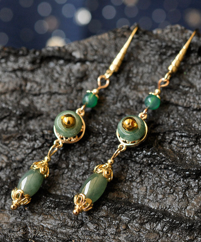 Classy Green Jadeite Jade Drop Earrings TW1027