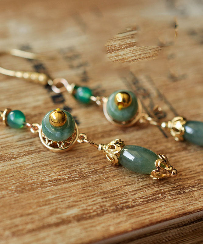 Classy Green Jadeite Jade Drop Earrings TW1027