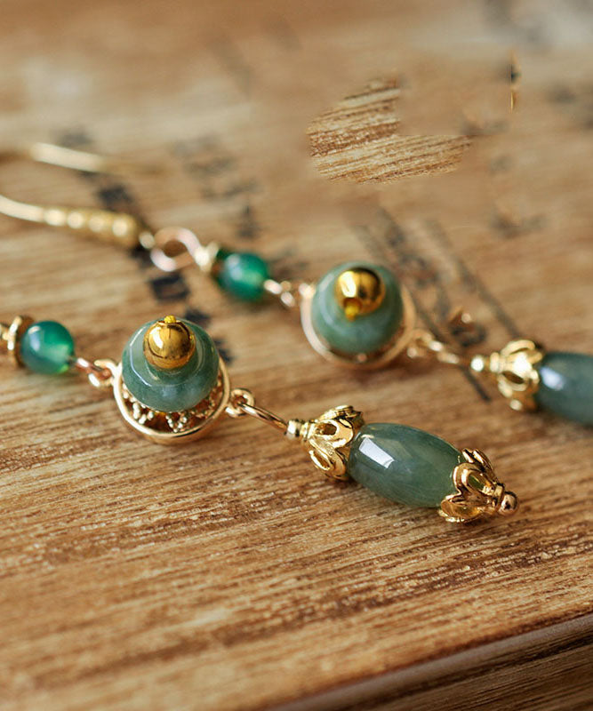 Classy Green Jadeite Jade Drop Earrings TW1027 - fabuloryshop