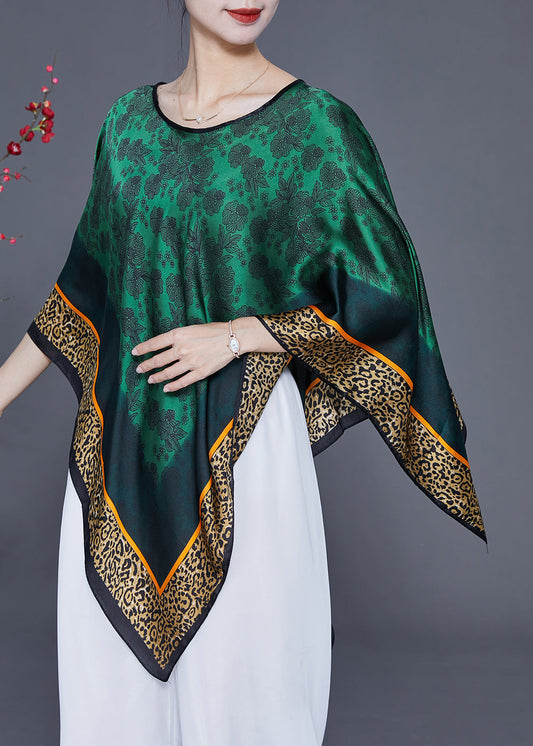 Classy Green Oversized Print Silk Shawl LY2407 - fabuloryshop