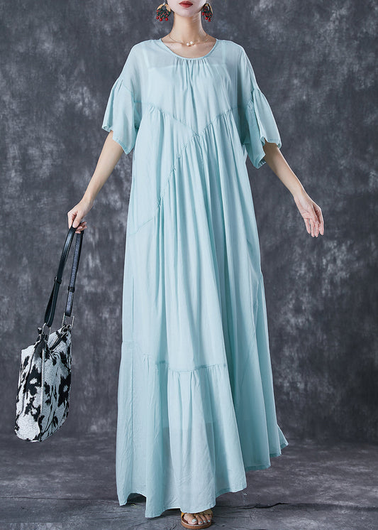 Classy Light Green Oversized Exra Large Hem Cotton Dress Summer LY7107 - fabuloryshop
