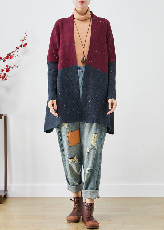 Classy Mulberry Oversized Patchwork Knit Cardigans Batwing Sleeve Ada Fashion