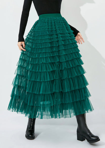 Classy Peacock Green Elastic Waist Layered Tulle Skirts Summer LY0850 - fabuloryshop