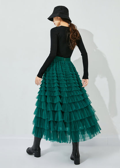 Classy Peacock Green Elastic Waist Layered Tulle Skirts Summer LY0850 - fabuloryshop