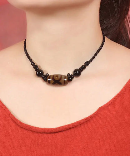 Classy Red Agate Coloured Glaze Pearl Necklace Ada Fashion