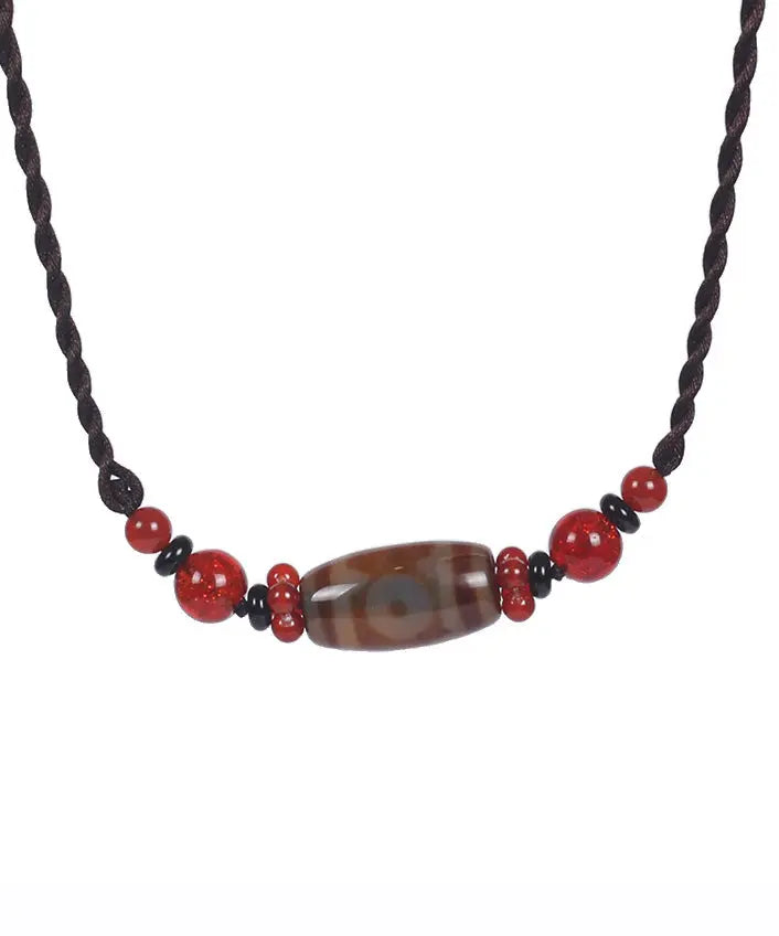 Classy Red Agate Coloured Glaze Pearl Necklace Ada Fashion