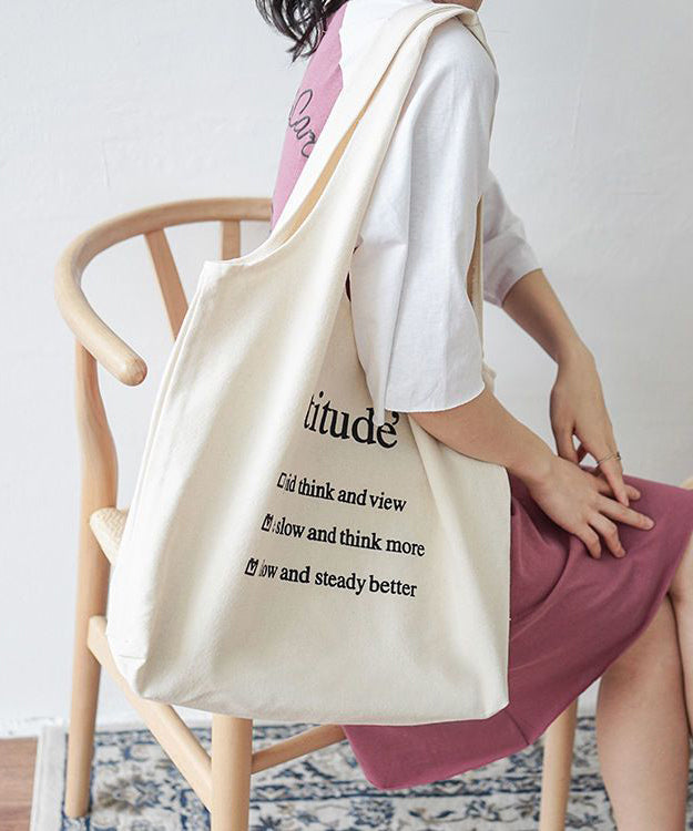 Classy White Letter Print Canvas Tote Handbag Satchel Bag Handbag LY1700 - fabuloryshop