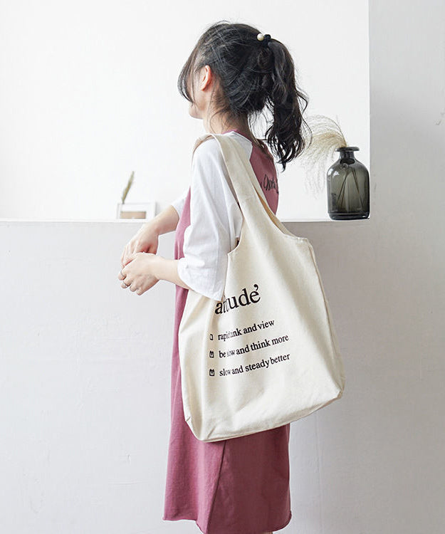 Classy White Letter Print Canvas Tote Handbag Satchel Bag Handbag LY1700 - fabuloryshop