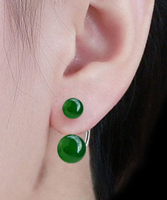 Classy Green Sterling Sliver Inlaid Zircon Hoop Earrings TW1032 - fabuloryshop
