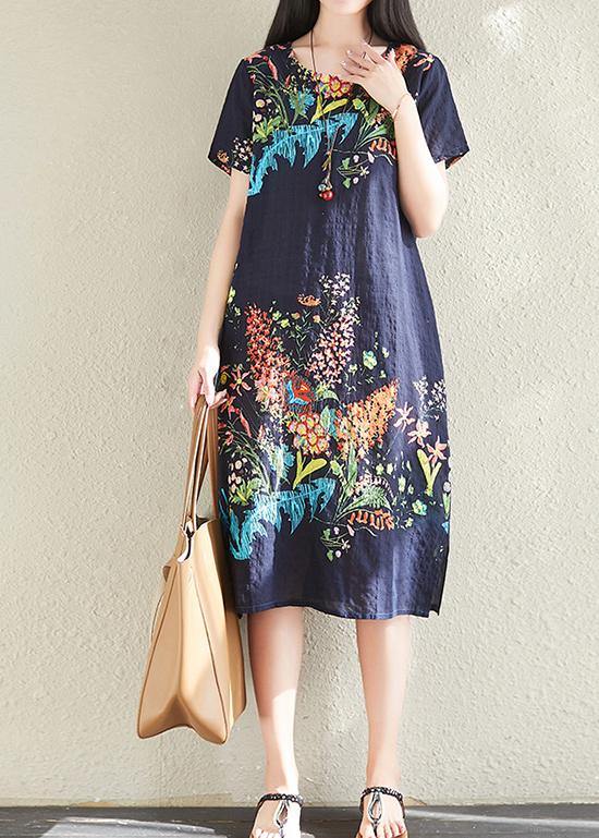 Classy Navy Cotton Tunics Dress - fabuloryshop