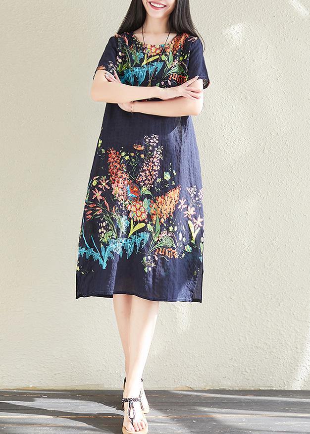 Classy Navy Cotton Tunics Dress - fabuloryshop