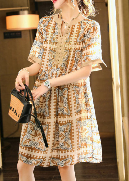 Coffee Nail Bead Party Chiffon Long Dress Short Sleeve LY1532 - fabuloryshop