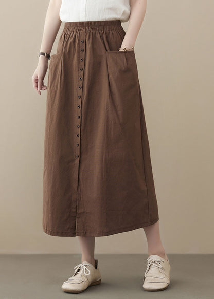 Coffee Oversized Cotton Skirts Buttons Side Open Summer LY1541 - fabuloryshop