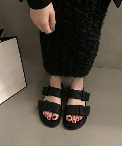 Coffee Slide Sandals Platform Comfortable Splicing Buckle Strap Ada Fashion