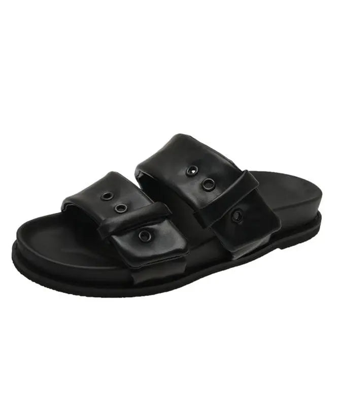 Coffee Slide Sandals Platform Comfortable Splicing Buckle Strap Ada Fashion