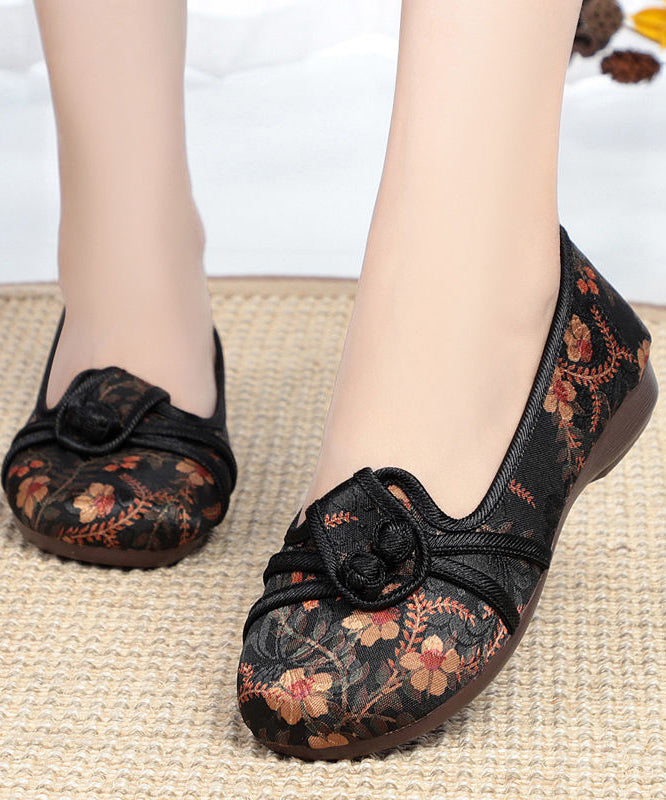 Comfortable Red Splicing Cotton Embroidery Flat Feet Shoes Ada Fashion