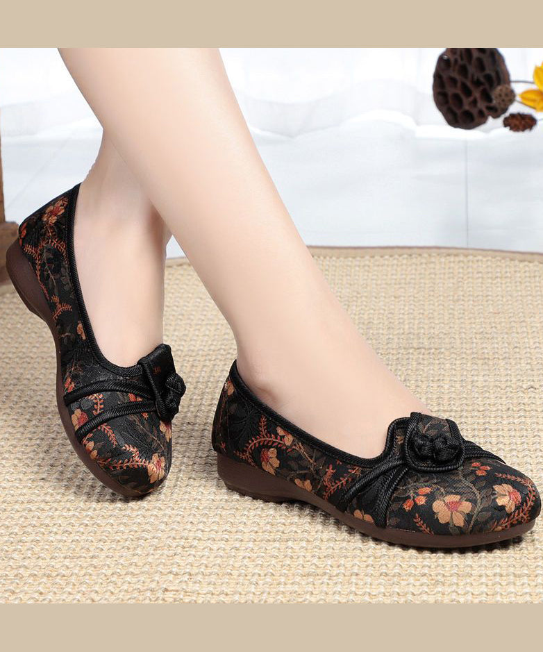 Comfortable Red Splicing Cotton Embroidery Flat Feet Shoes Ada Fashion