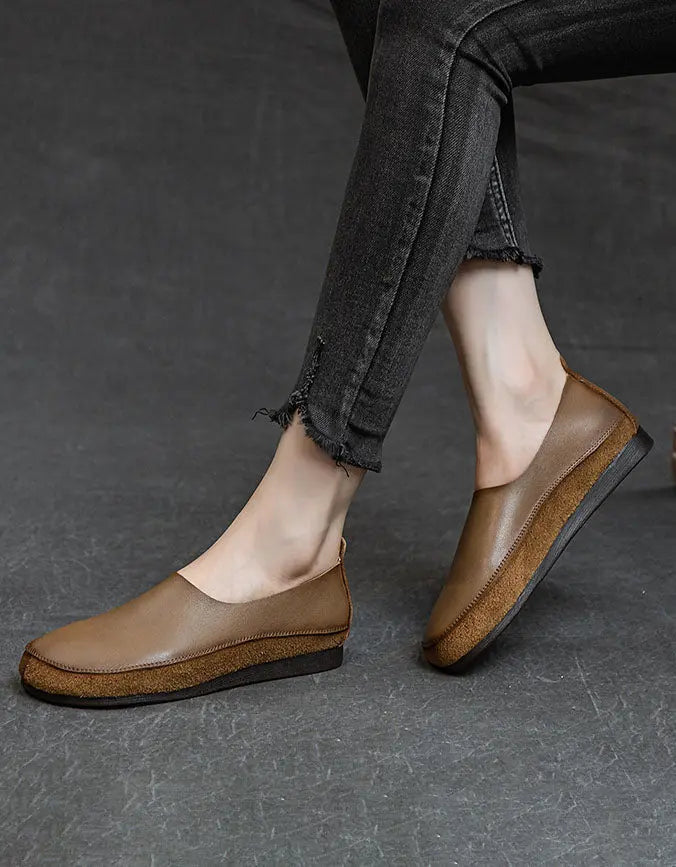 Comfortable Soft Leather Slip-on Retro Flat Shoes 35-41 Ada Fashion