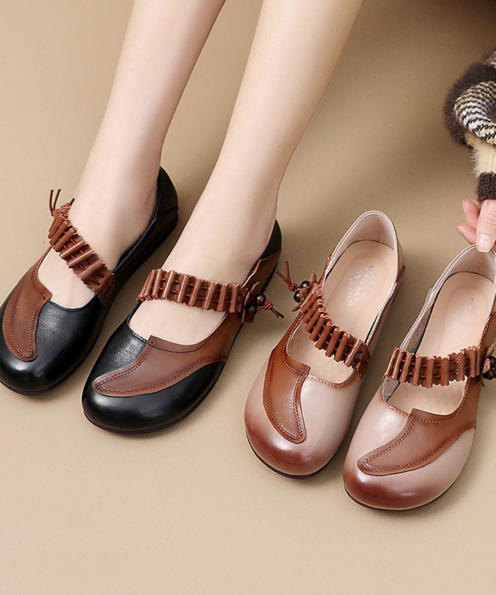 Comfy Black Buckle Strap Flat Feet Shoes Splicing Flat Shoes For Women LC0520 - fabuloryshop