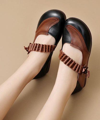 Comfy Black Buckle Strap Flat Feet Shoes Splicing Flat Shoes For Women LC0520 - fabuloryshop