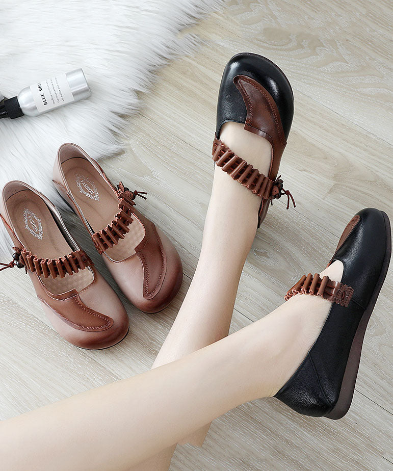 Comfy Black Buckle Strap Flat Feet Shoes Splicing Flat Shoes For Women LC0520 - fabuloryshop