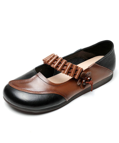 Comfy Black Buckle Strap Flat Feet Shoes Splicing Flat Shoes For Women LC0520 - fabuloryshop