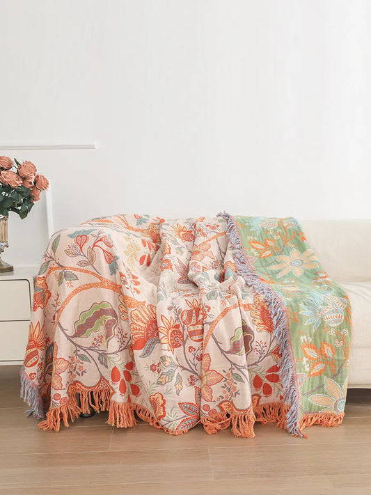 Cotton Queen Blanket 100% Cotton Bedcover Sofa Blanket Ada Fashion