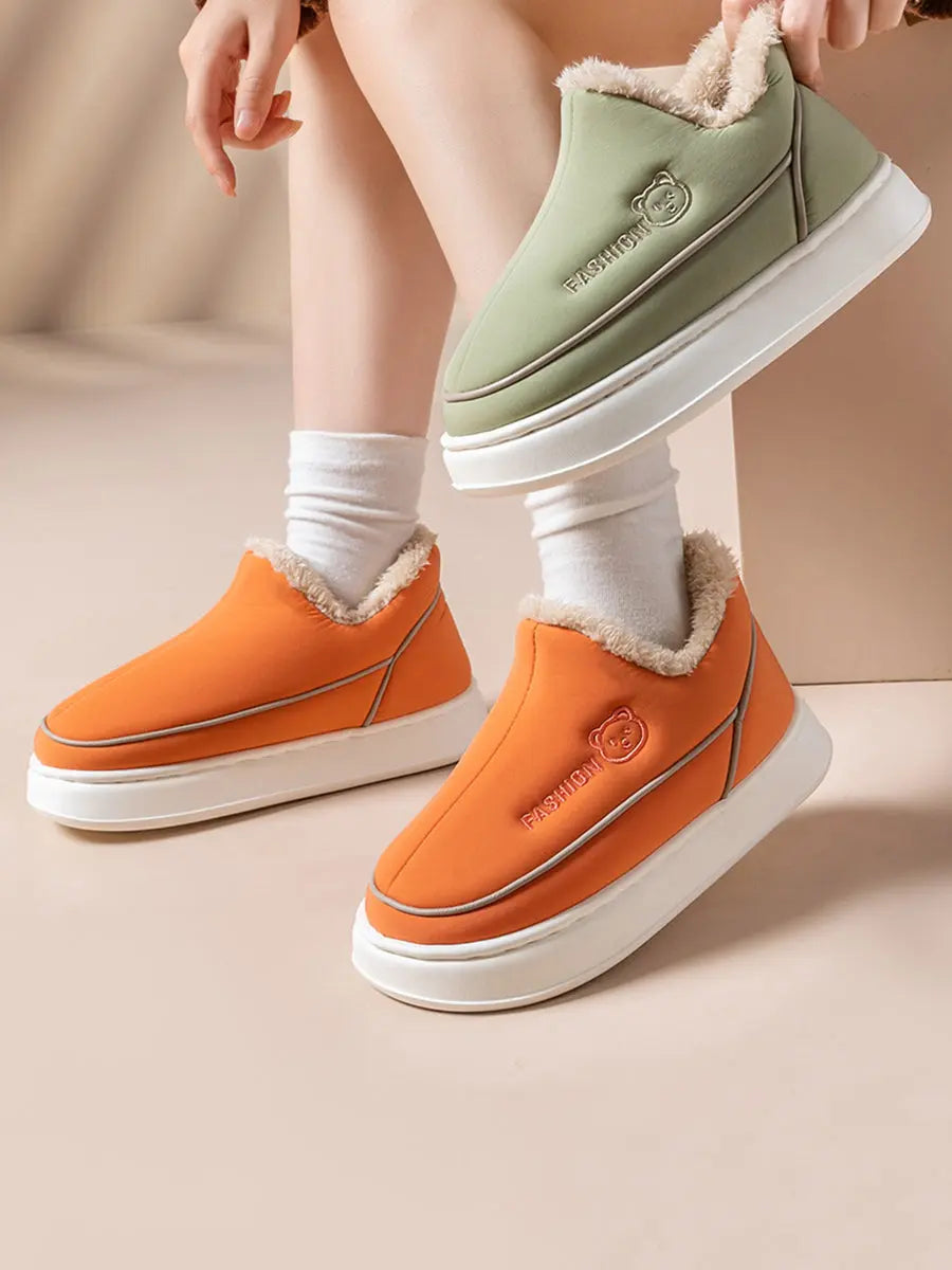 Couple Solid Fleece-lined Indoor Platform Shoes Ada Fashion