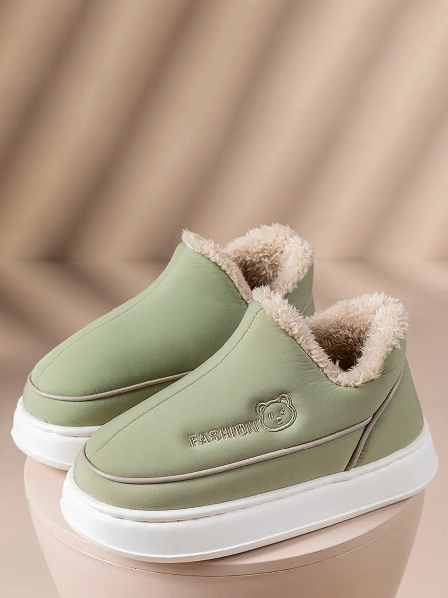 Couple Solid Fleece-lined Indoor Platform Shoes Ada Fashion