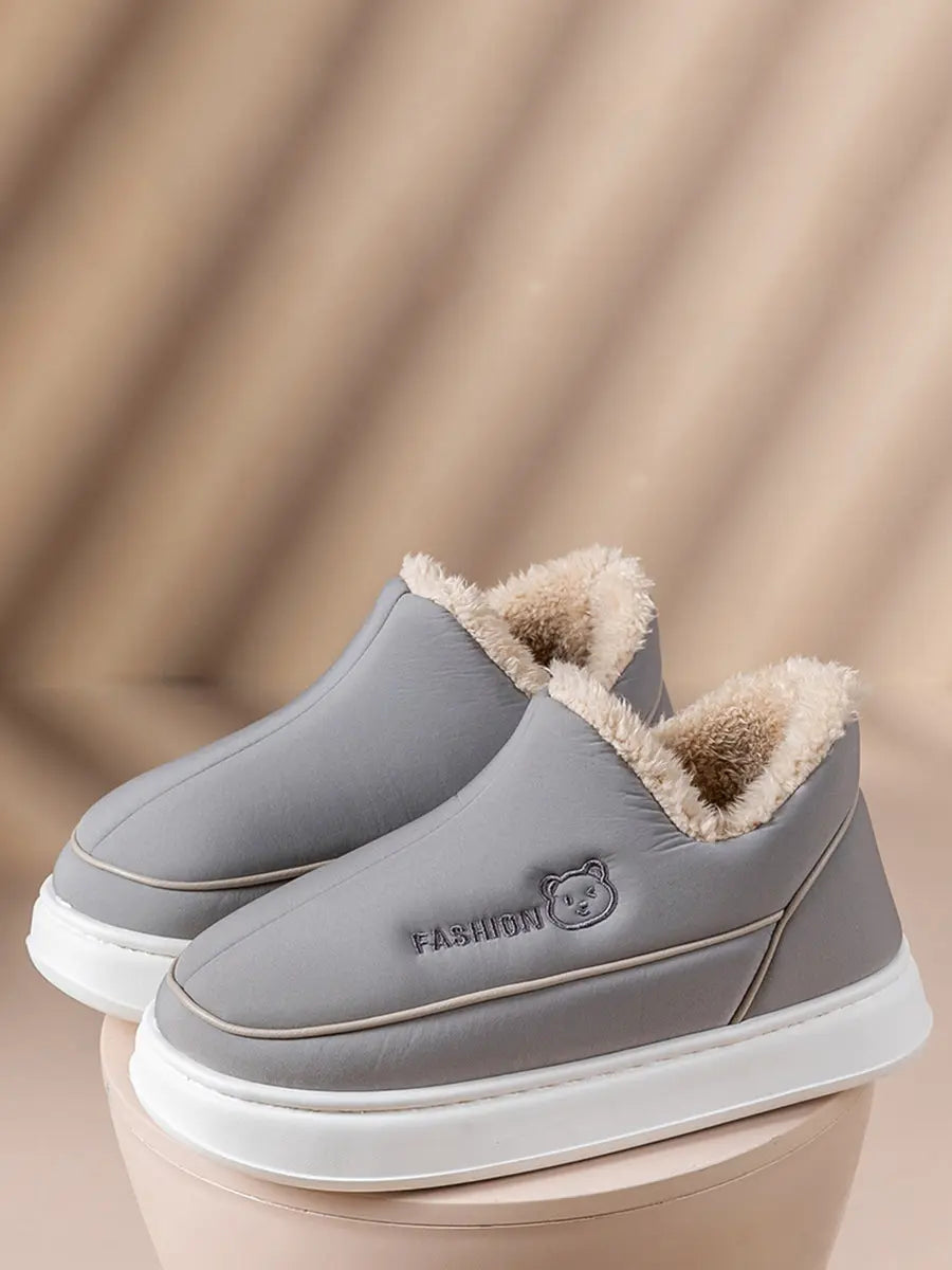 Couple Solid Fleece-lined Indoor Platform Shoes Ada Fashion