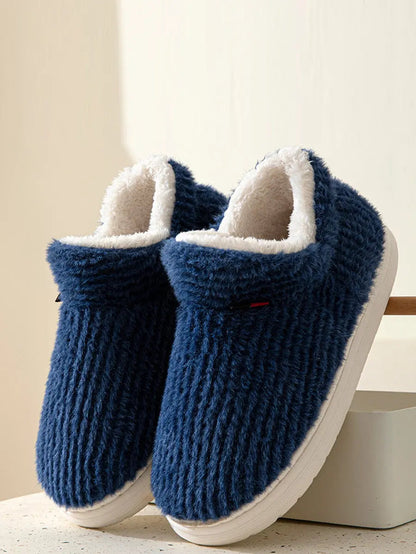 Couple Solid Indoor Warm Fleece Shoes Ada Fashion