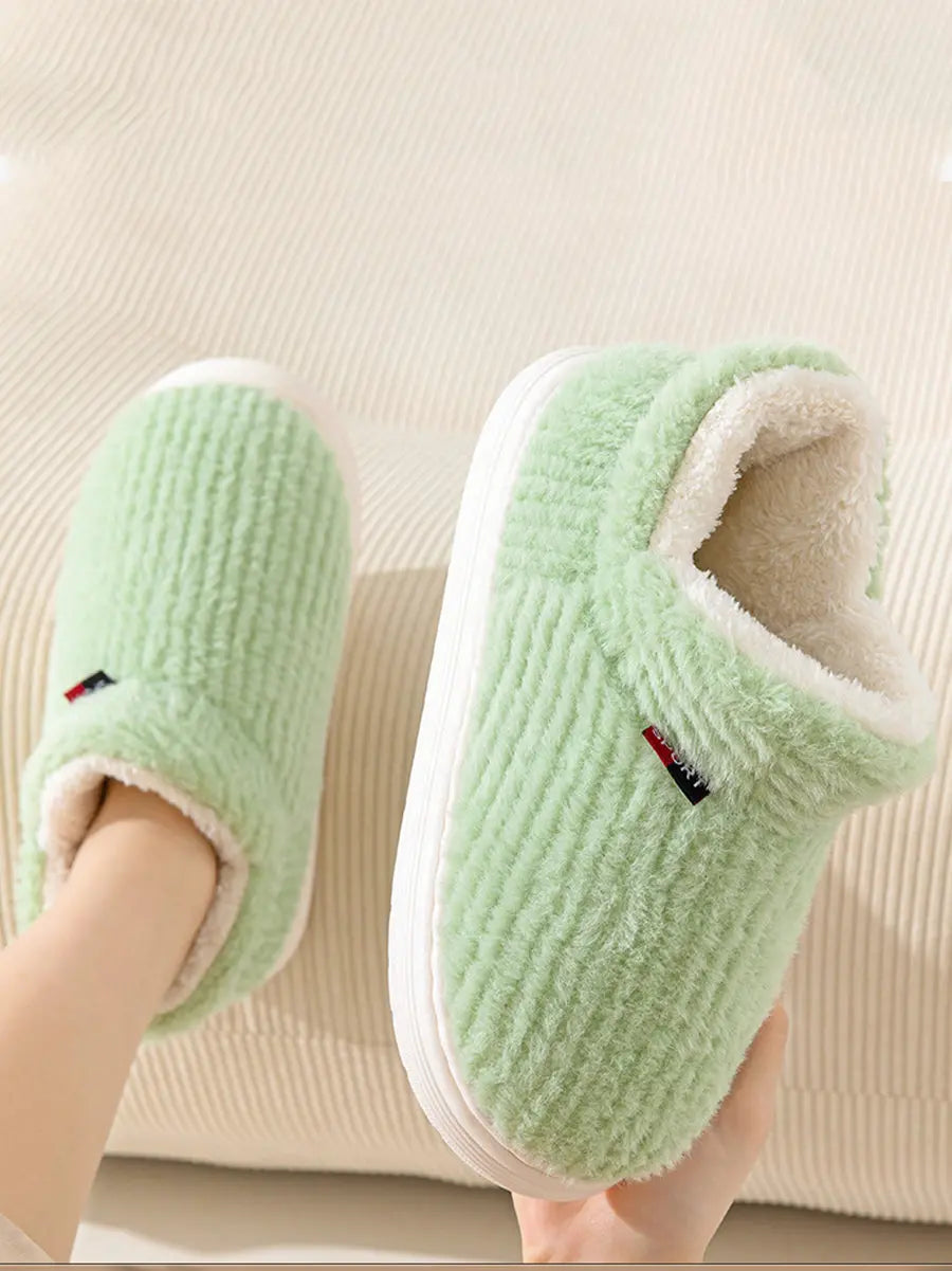 Couple Solid Indoor Warm Fleece Shoes Ada Fashion