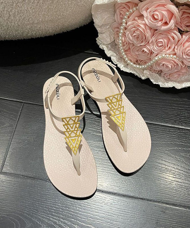 Cozy Apricot PVC Beach Thong Sandals Splicing Buckle Strap LY4346 - fabuloryshop