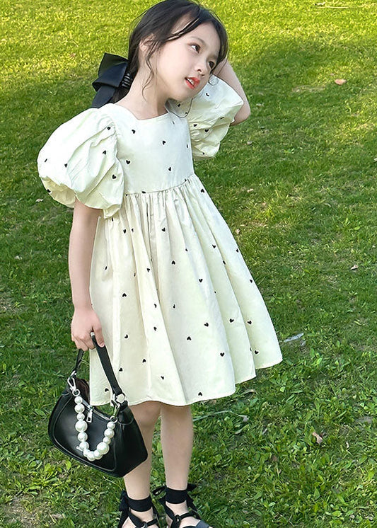 Cute Apricot Print Bow Patchwork Cotton Baby Girls Dress Summer LY5492 - fabuloryshop