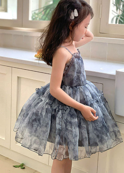 Cute Grey Ruffled Patchwork Tulle Baby Girls Dresses Sleeveless LY5475 - fabuloryshop