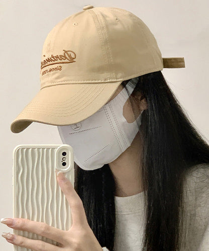 Cute Khaki Graphic Embroideried Cotton Baseball Cap Hat LY501 - fabuloryshop