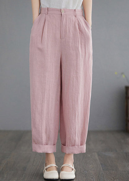 Cute Pink Pockets Solid Straight Pants Summer LY2996 - fabuloryshop