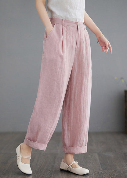 Cute Pink Pockets Solid Straight Pants Summer LY2996 - fabuloryshop